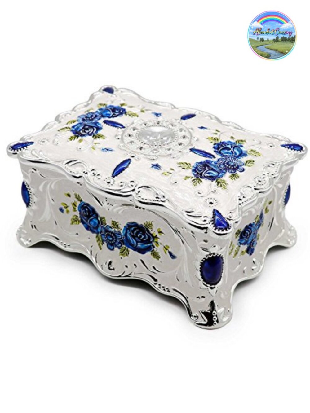Large Zinc Alloy Jewelry Box Two-Layer Rose Pattern Trinket Organizer